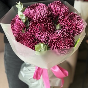 Букет "Виноградный" из 7 хризантем Бигоуди в Наро-Фоминске