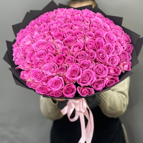 Букет 101 розовой розы Кения (40 см) в Наро-Фоминске