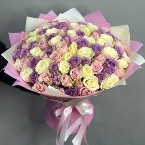 Букет из 101 розы пастельный микс (40 см) в Наро-Фоминске