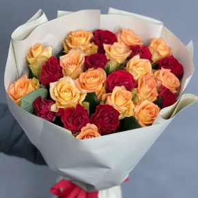 Букет "Прайм" из 25 роз Оранж и Эль Торо (50 см) в Наро-Фоминске