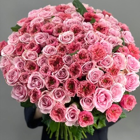 Нежный букет из 101 розы Риджентс парк и Аваланж микс  (70 см) в Наро-Фоминске