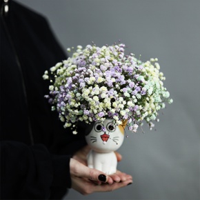 Композиция из гипсофил в керамическом кашпо в Наро-Фоминске