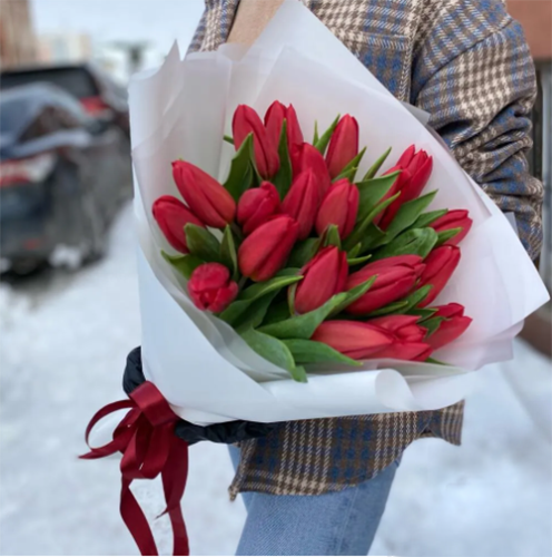 Букет красных тюльпанов в Наро-Фоминске